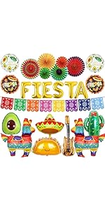 Pecration Mexican Fiesta Party Decorations - Multicolor Cinco De Mayo Theme Decoration Set Includ...