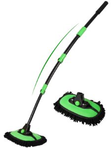 53"15°Curved Car Wash Brush with Long Handle High Density Chenille Soft Bristle Brush Head Suitable for Cleaning Detail Roof Wheel Windshields Truck SUV RV Truck Window