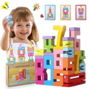 Azazaza Montessori-Inspired Wooden Number Blocks