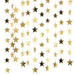 52-Feet Sparkling Star Bunting Banner - Reflective Star Paper Garland - Twinkle Little Star Party Garland - Hanging Stars for Birthday
