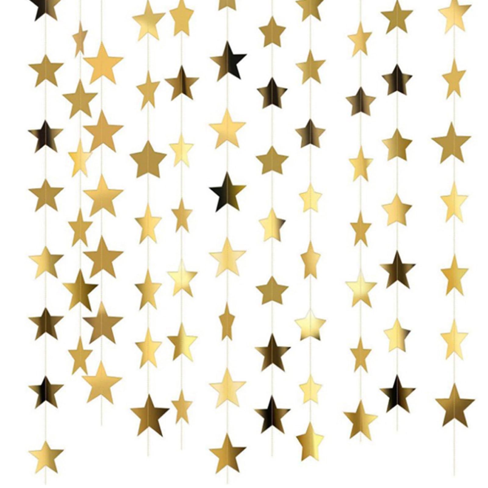 52-Feet Sparkling Star Bunting Banner - Reflective Star Paper Garland - Twinkle Little Star Party Garland - Hanging Stars for Birthday