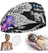 MUSICOZY Sleep Headphones Bluetooth 5.2 Headband Headphones Soft Boho Music Headband with HD Ster...