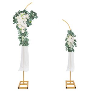PlusFive Metal Arch Backdrop Stand Gold Curved Top Wedding Arch Set of 2 (7.5FT/6.2FT) Balloon Arch Stand Wedding Arch Frames for Ceremony Baby Shower Birthday Party Anniversary Graduation Decorations