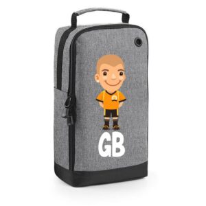 Football Boot Bags for Boys with Free Kit and Initials – Durable and Personalized Sports Bag - Mens Bald Grey