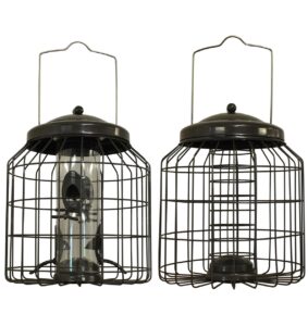 Deluxe Heavy Duty Squirrel Proof Hanging Bird Seed & Fatball Feeder Cage (Pack of 2)