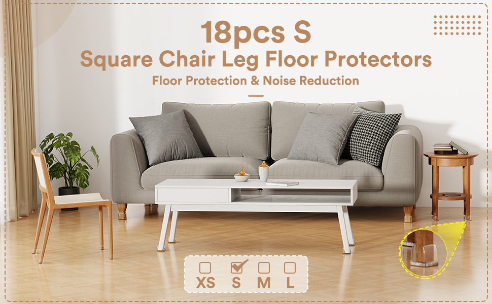 Square chair leg floor protectors
