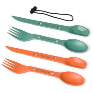 Loyzcy Reusable 4-in-2 Combo Camping Utensil Set