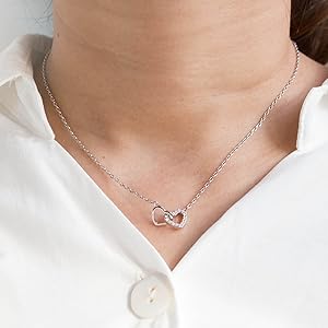 Heart Link Necklace Created with Zircondia Crystals