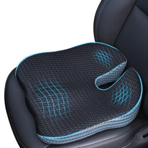 BONGFUN Car Wedge Seat Cushion Memory Foam Coccyx Orthopedic Seat Cushion Car Seat Pillow for Office Chairs