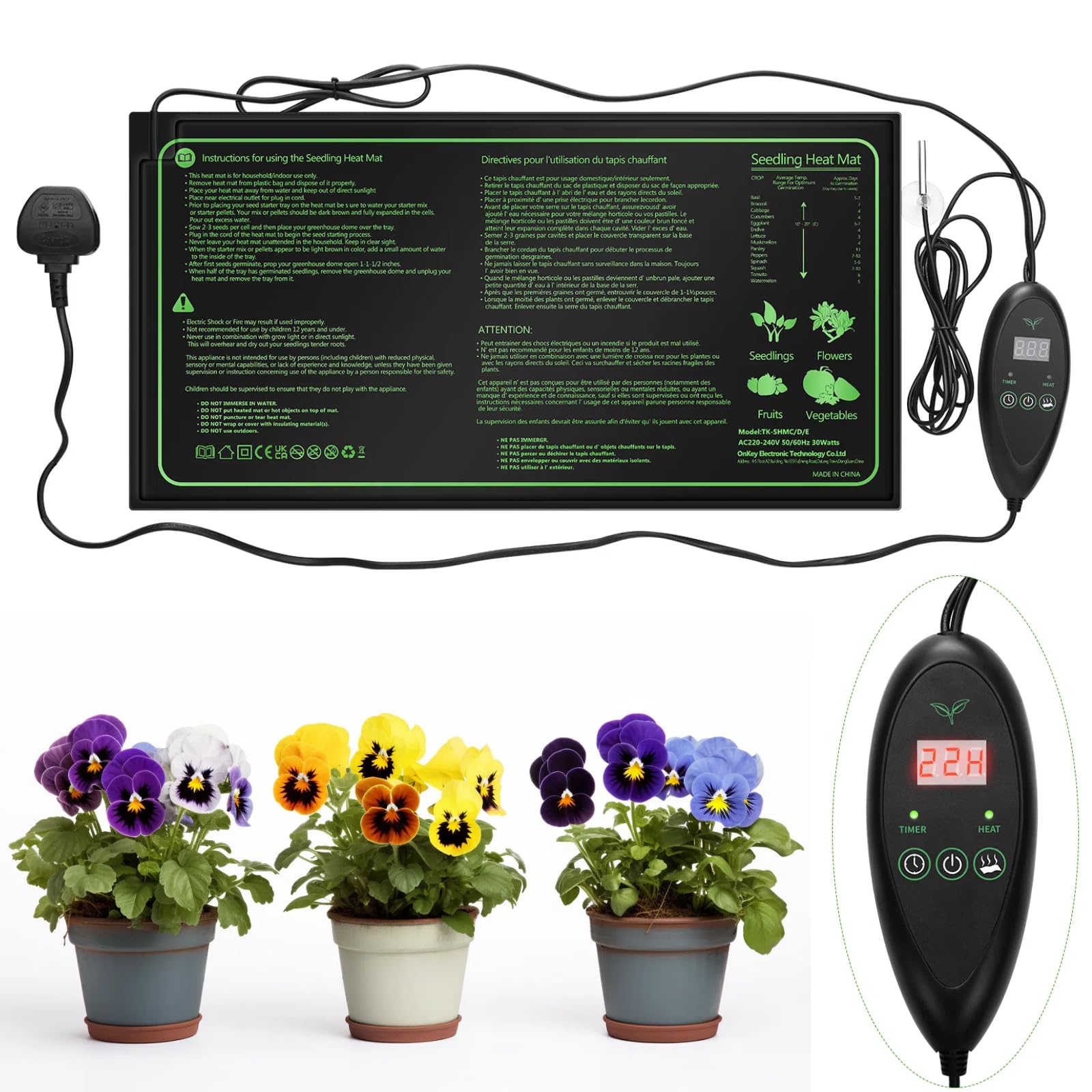 Zyncove Seedling Heat Mat with Digital Timing Thermostat 20 x 10in