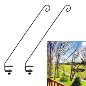 Garden Deck Hanger 2pcs Extended Fence Deck Hook Rail Hook Heavy Duty Bird Feeder Hook Adjustable for Bird Feeders Planters Lanterns Wind Chimes