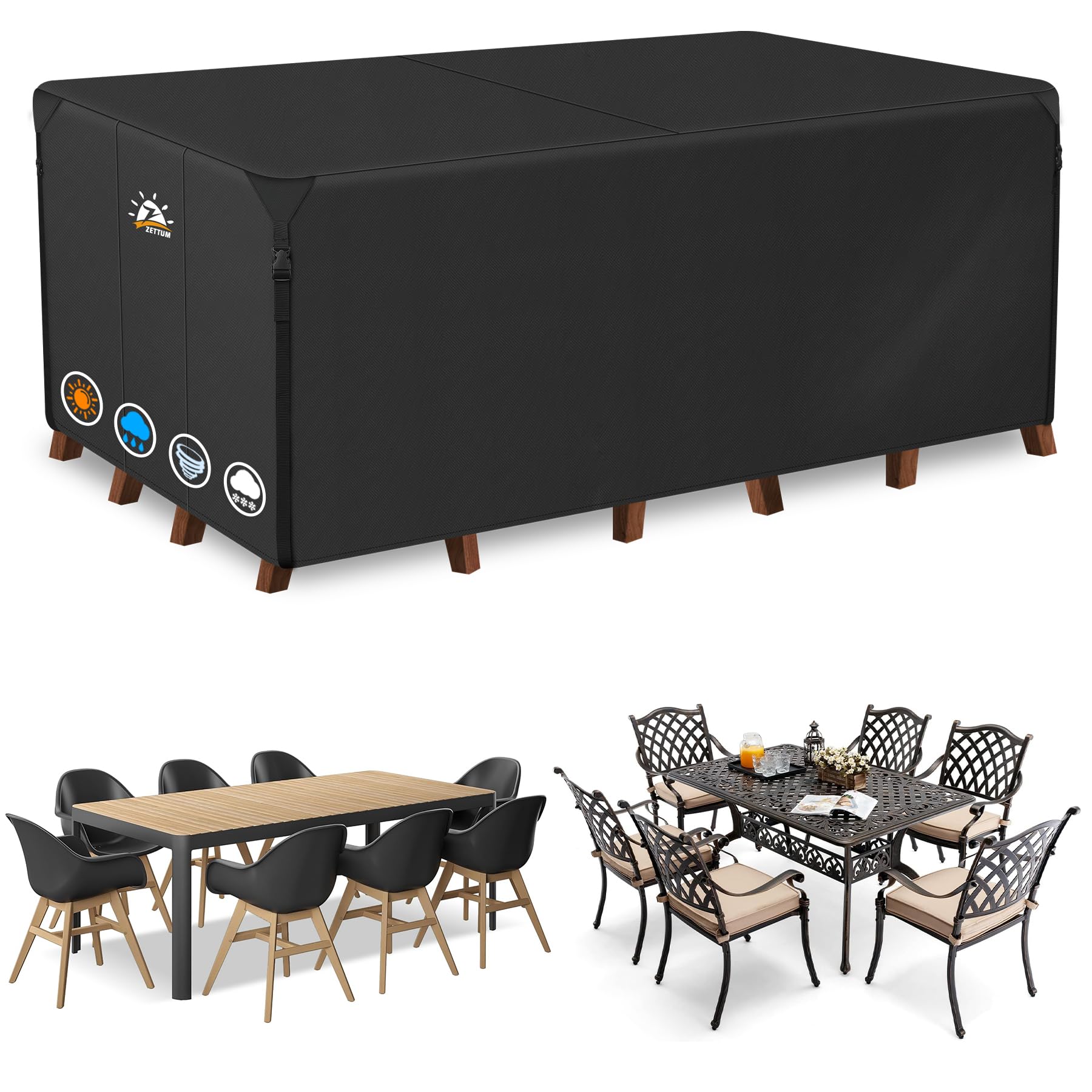Zettum 180x120x77cm Outdoor Furniture Covers Waterproof Rectangular 600D Heavy Duty Oxford Fabric Rattan Garden Furniture Covers for Patio Furniture
