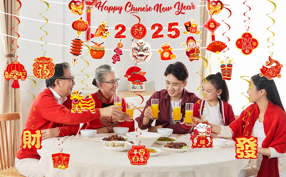 Chinese New Year Banner Chinese New Year Hanging Swirls