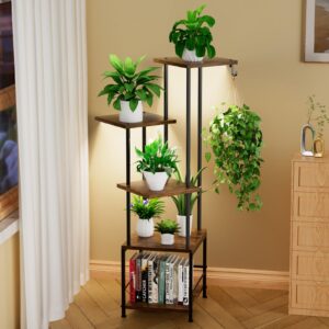 Homsorout Plant Stand with Grow Lights - 5 Tier Indoor Corner Plant Stands with Brightness Adjust & Timer