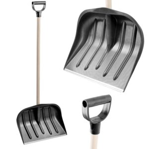 KB Tools Snow Shovel for Driveway – Heavy Duty Polypropylene Snow Shovels with Wood Handle – Cordless Snow Shovel for Garden