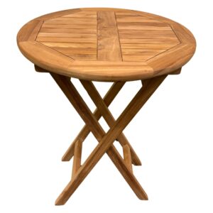 BrackenStyle Alma Teak 60cm Round Dining Table with Cross Legs - Wooden Outdoor Patio Garden Table