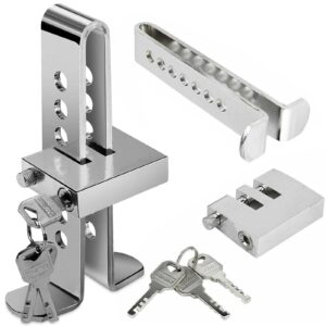 Car Pedal Lock Anti-Theft Car Brake Clutch Lock Vehicle Safety Security Devices Stainless Steel Adjustable 9 Holes Lock Car Security Locking Device for Car Van Truck SUV with 3 Copper Keys