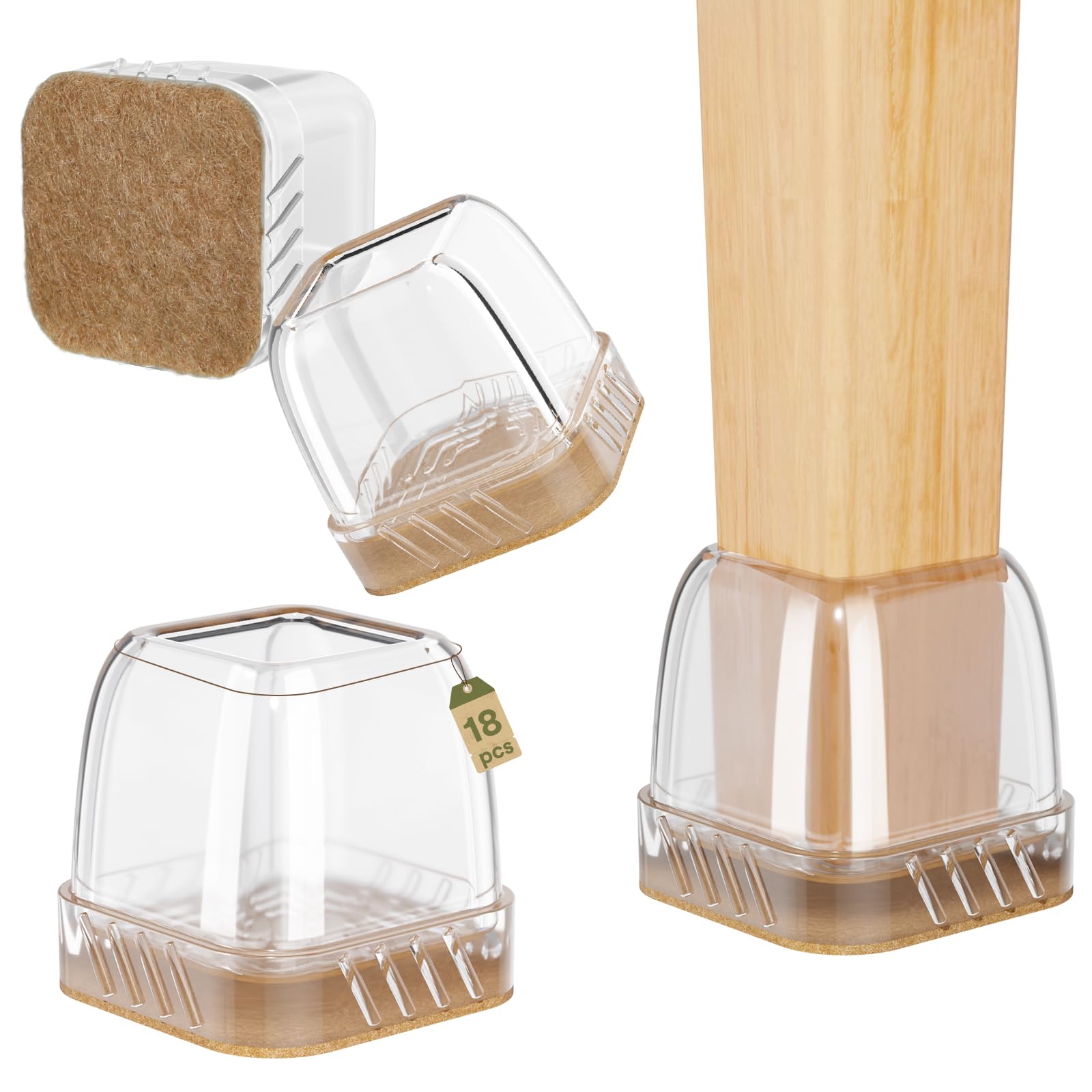 Euqvunn 18pcs Square Chair Leg Floor Protectors
