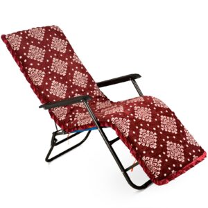 EDIMENS Sun Lounger Cushion Thick Garden Recliner Chair Cushion Garden Chair Cushion Sunbed Cushion Anti-Slip for Home Indoor Outdoor Garden Patio Beach Chair (Red