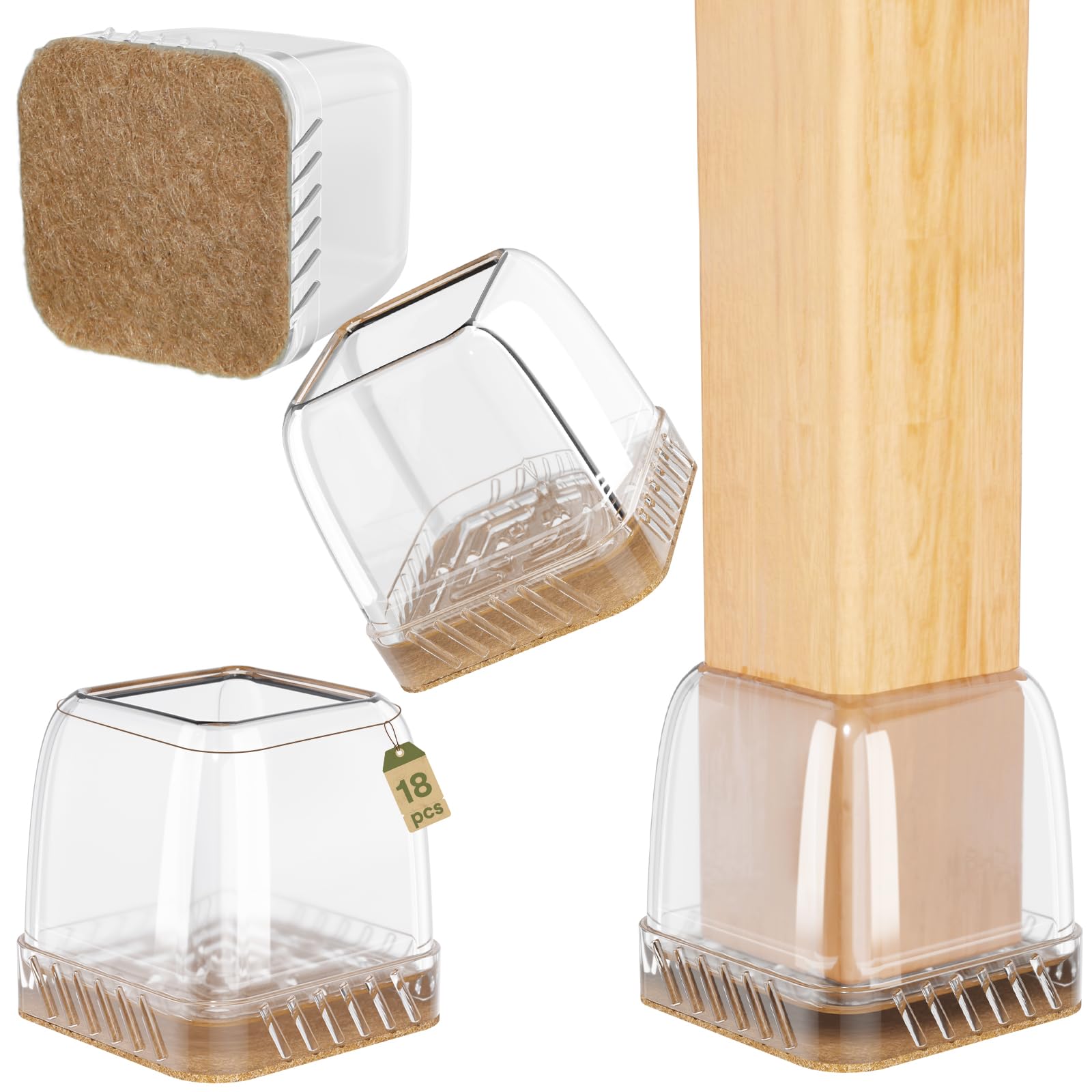 Euqvunn 18pcs Square Chair Leg Floor Protectors