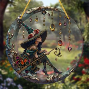 Beautiful Witch Personalized Witch Window Hanging Sun-catcher Ornament