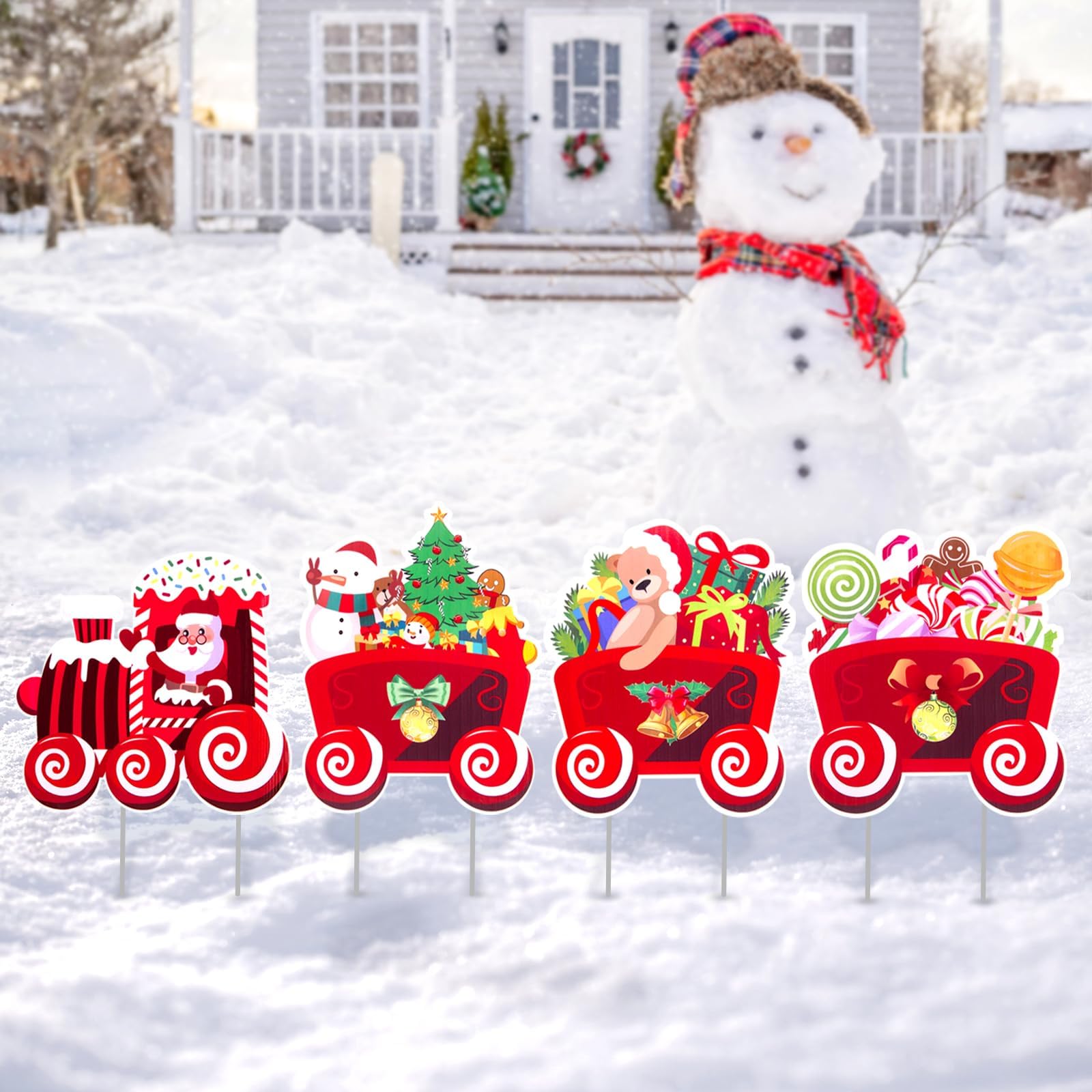 4Pack Christmas Train Outdoor Lawn Sign Decorations