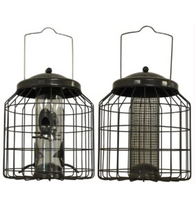 Deluxe Heavy Duty Squirrel Proof Hanging Bird Seed & Nut Feeders Cage (Pack of 2)