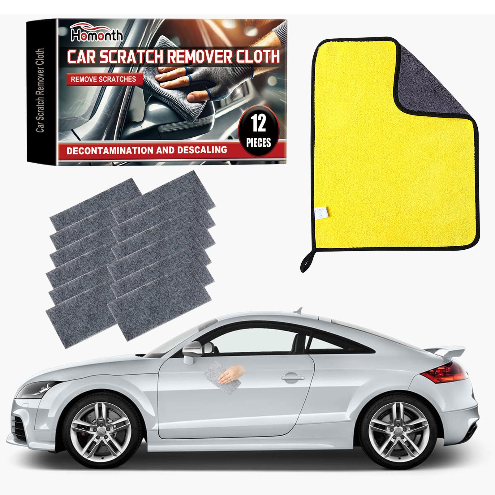 GOZINA 12 PCS Nano Sparkle Cloth for Car Scratches and a Car Cleaning Cloths