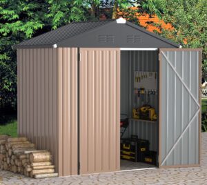 UNIONLINE 6x8ft Metal Shed | Garden Outdoor Storage Sheds | 193x181x196 cm | Lockable Door for Outdoor | Bike Tool Storage for Garden| Waterproof | Backyard