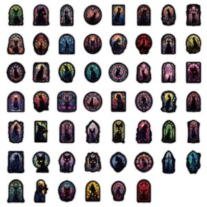 Black Cat Stickers for Water Bottles | Waterproof Gothic Spooky Cat Stickers | Goth Black Cat Decal 54X Sticker for Laptops