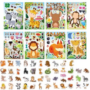 GOZINA 74 PCS Cute Animal Stickers for Children Include 24 Make-a-face Sticker Sheets for Kids and 50 Cute Stickers
