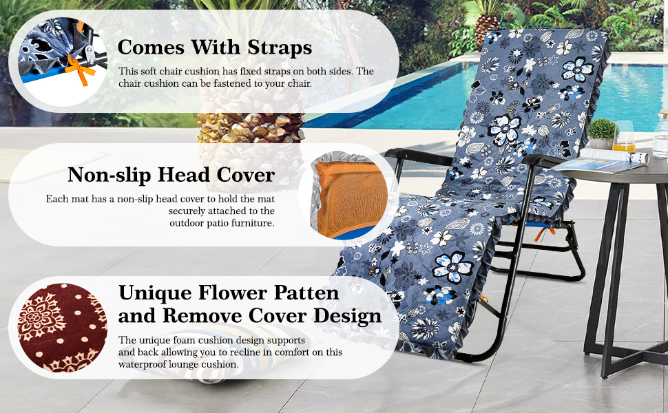 Recliner Cushions Outdoor Garden Patio Seat Cushion with Backrest Low Back Pain Relief