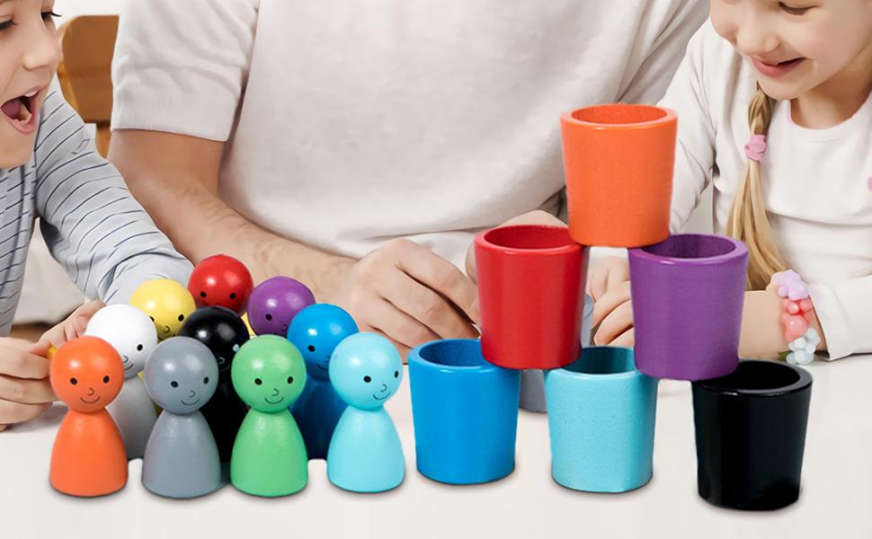 Wooden Peg Dolls in Cups