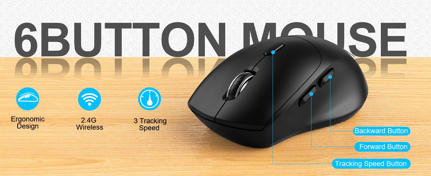 Wireless Keyboard and Mouse Set, Wrist Rest, Mobile Phone Holder, Batteries Included