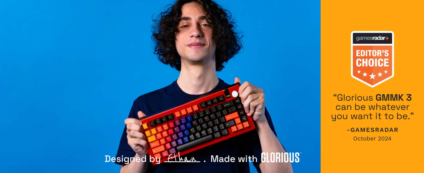Glorious GMMK 3 Custom Mechanical Gaming Keyboard, Doubleshot PBT Keycaps, Hotswap Switches