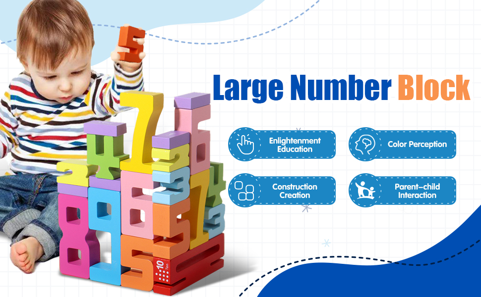 Montessori Wooden Math Numbers Blocks
