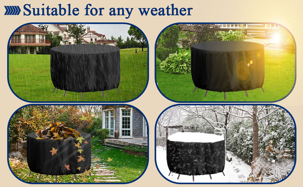 Round Garden Furniture Cover Waterproof