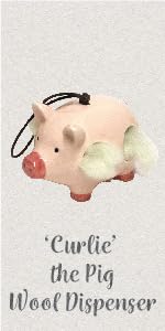 Wildlife World Farmyard Range - 'Curlie' Hanging Ceramic Pig With Nesting Wool