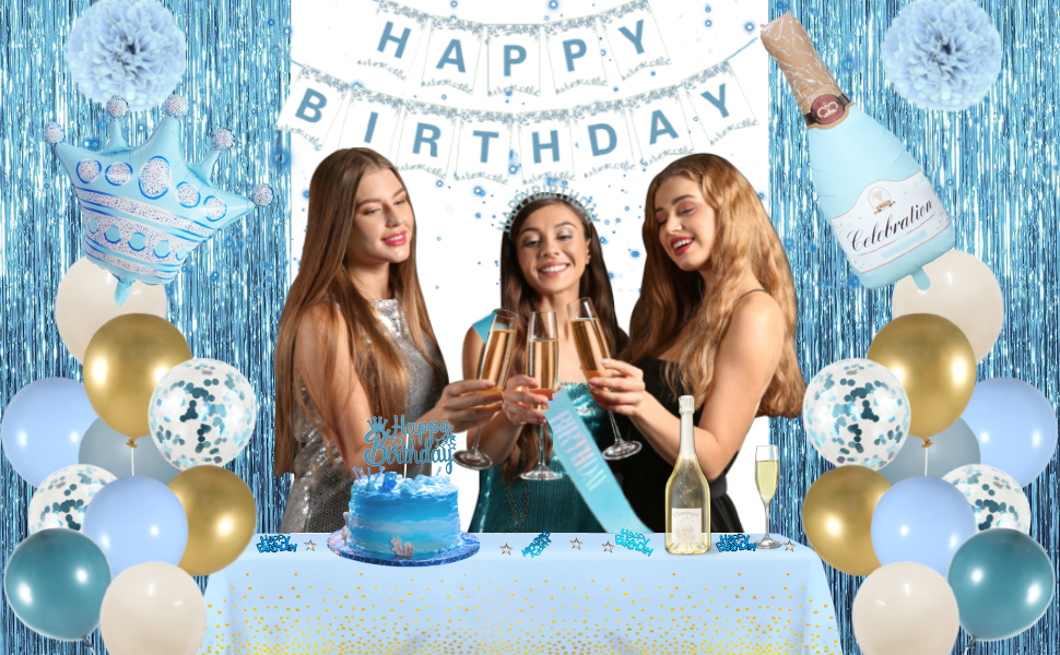 blue birthday decorations