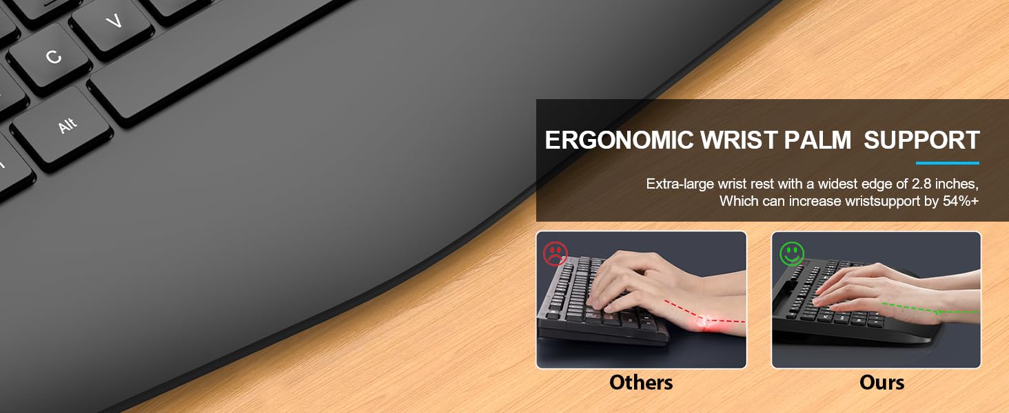Wireless Keyboard and Mouse Set, Wrist Rest, Mobile Phone Holder, Batteries Included