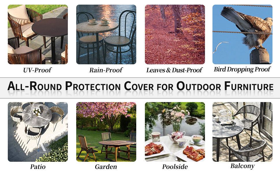 Round Garden Furniture Cover Waterproof