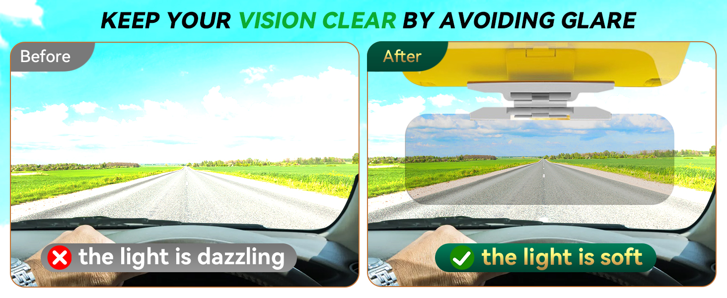 Sun Visor Extender for Car,2 in 1 Anti Glare HD Car Sun Visor