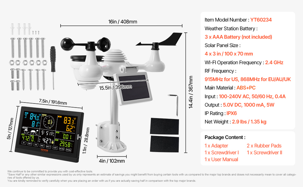 7-in-1 Solar-Powered Wi-Fi Weather Station