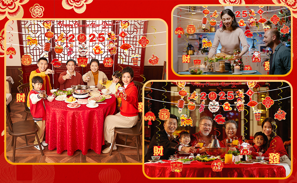 Chinese New Year Banner Chinese New Year Hanging Swirls