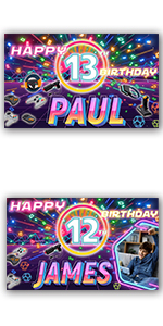 gamer photo banner birthday banner Personalised banner Kid birthday banner