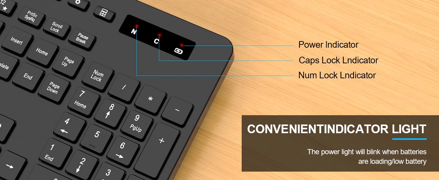 Wireless Keyboard and Mouse Set, Wrist Rest, Mobile Phone Holder, Batteries Included