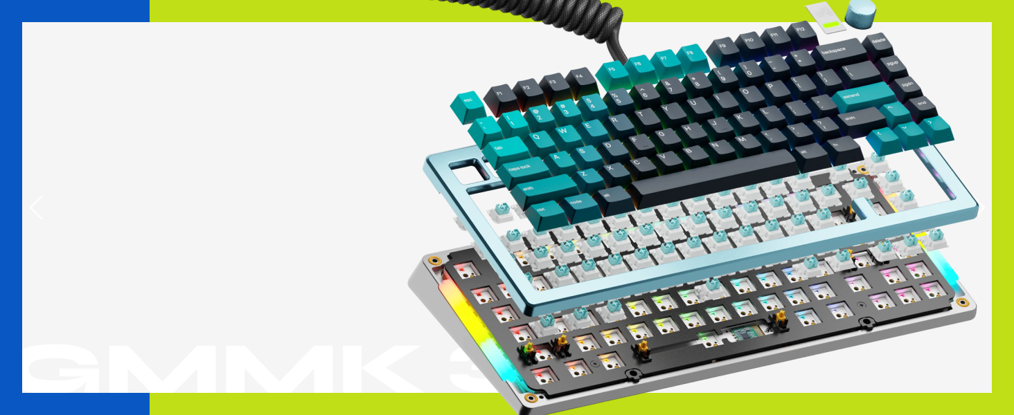 Glorious GMMK 3 Custom Mechanical Gaming Keyboard, Doubleshot PBT Keycaps, Hotswap Switches