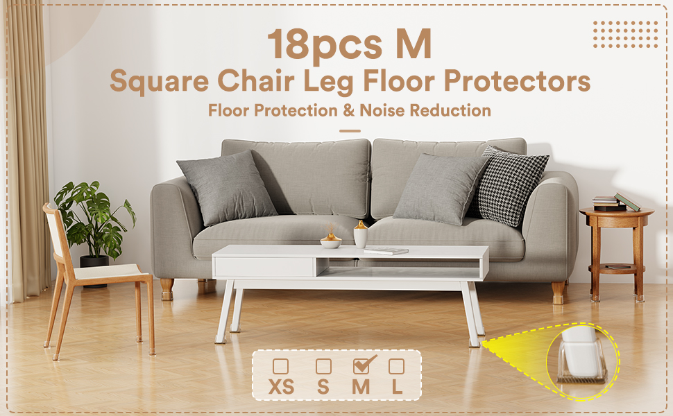 Square chair leg floor protectors