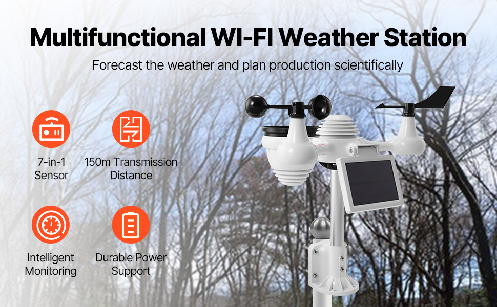 7-in-1 Solar-Powered Wi-Fi Weather Station