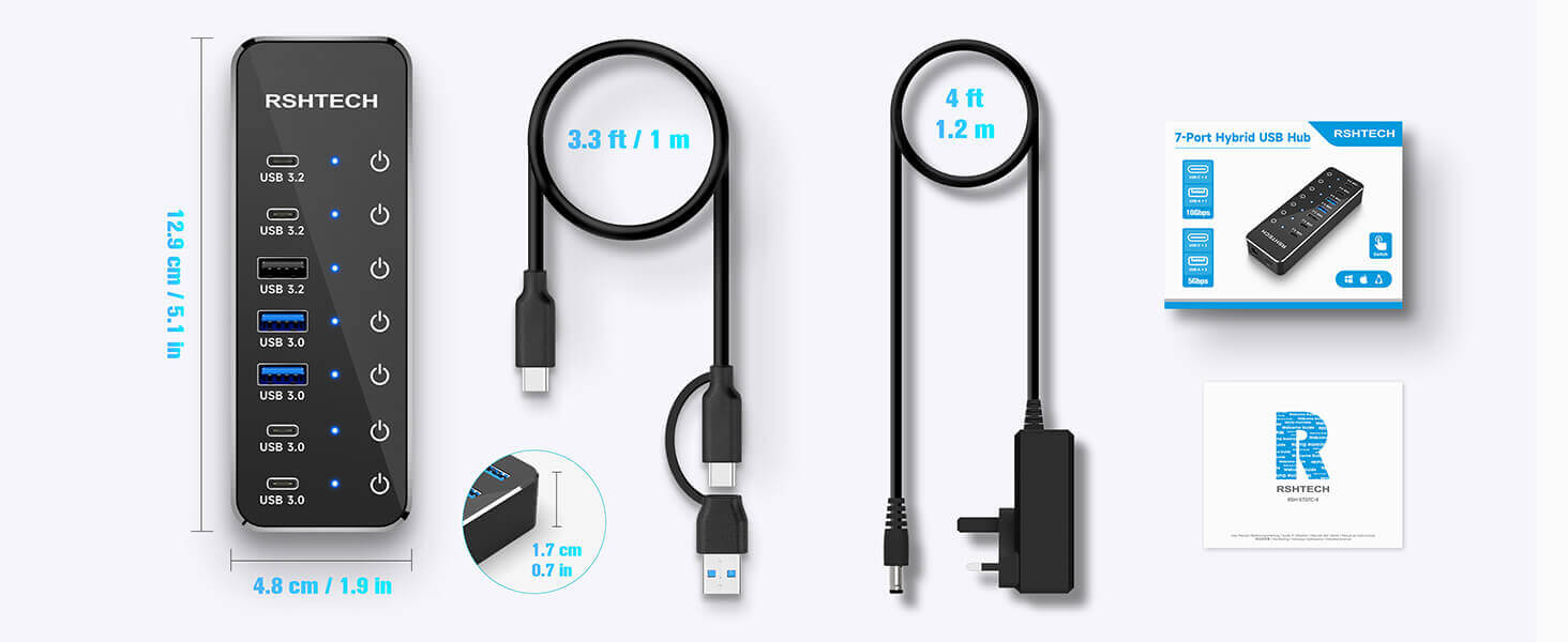 RSHTECH POWERED USB HUB 3.0
